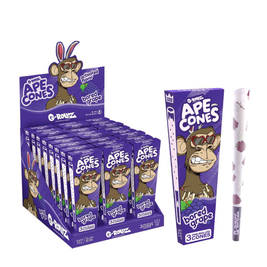 Předbalené kornouty G-Rollz Ape Cones Bored Grape