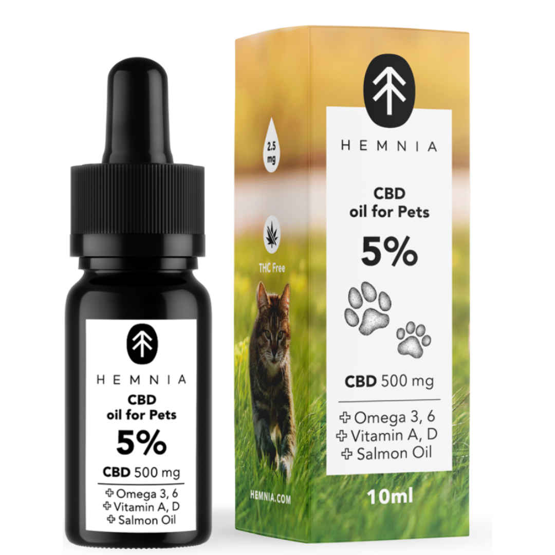 Hemnia CBD v lososovém oleji pro zvířata - 5% CBD. 500 mg, 10 ml