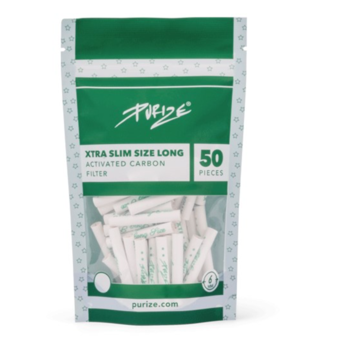 PURIZE® uhlíkové filtry - XTRA Slim Size Long, sáček 50 ks, bílá