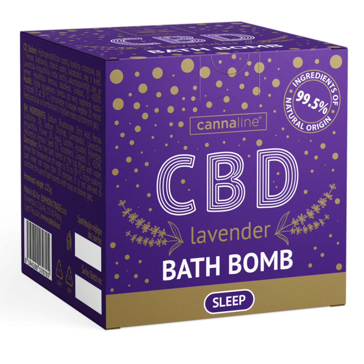 Cannaline CBD Sleep - pěnová koule do koupele s Levandulí