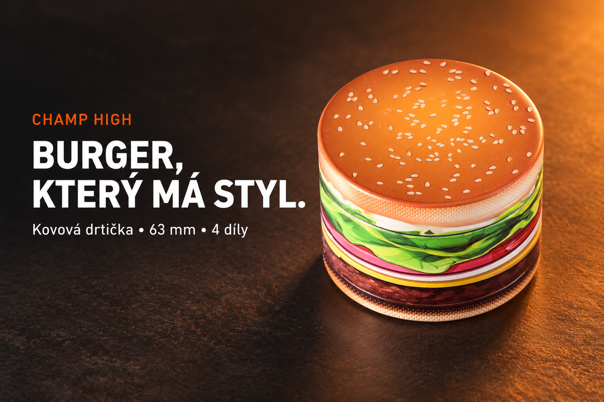 Champ High Burger – kovová drtička 63 mm, 4 díly