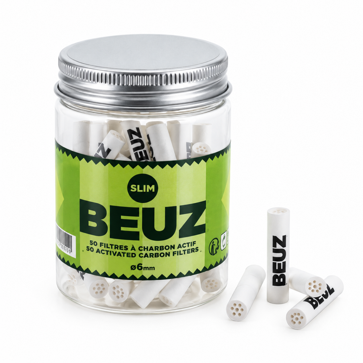 BEUZ Slim 6 mm – filtry s aktivním uhlím, 50 ks