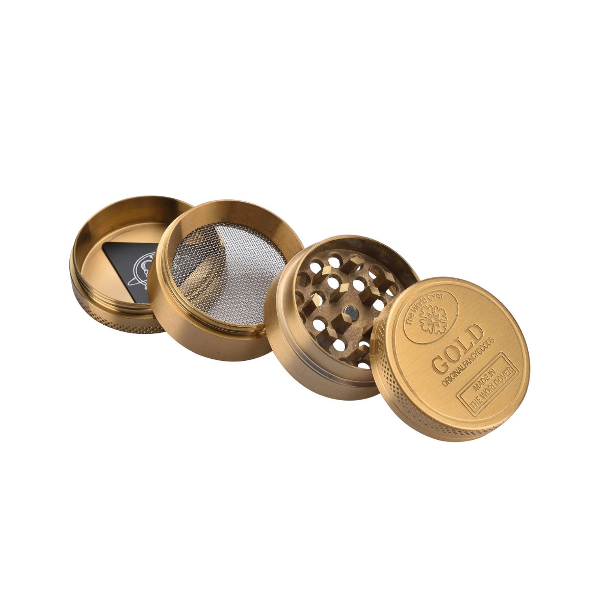 Champ High Gold – kovová drtička na bylinky 40 mm, čtyřdílná