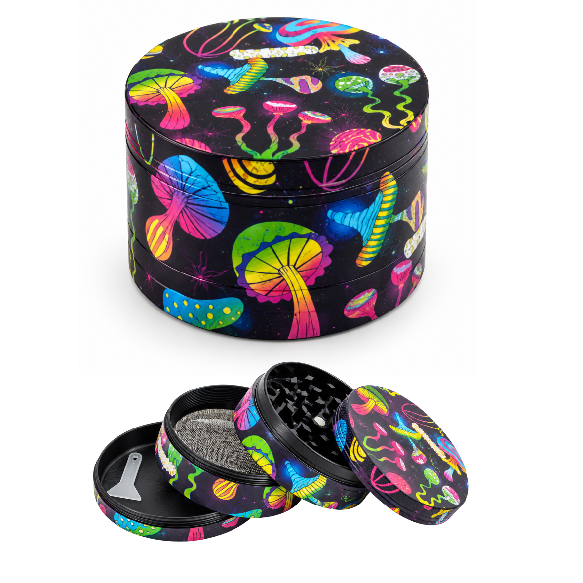 Kovová drtička Shrooms 63 mm – čtyřdílná