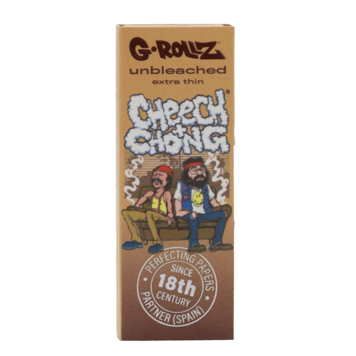 G-Rollz Cheech & Chong Sofa – jedno balení nebělených papírků 1¼ s filtry, přední strana