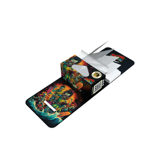 Snail Zombies Rolls + Tips – otevřené balení s rolí bílého papírku a papírovými filtry