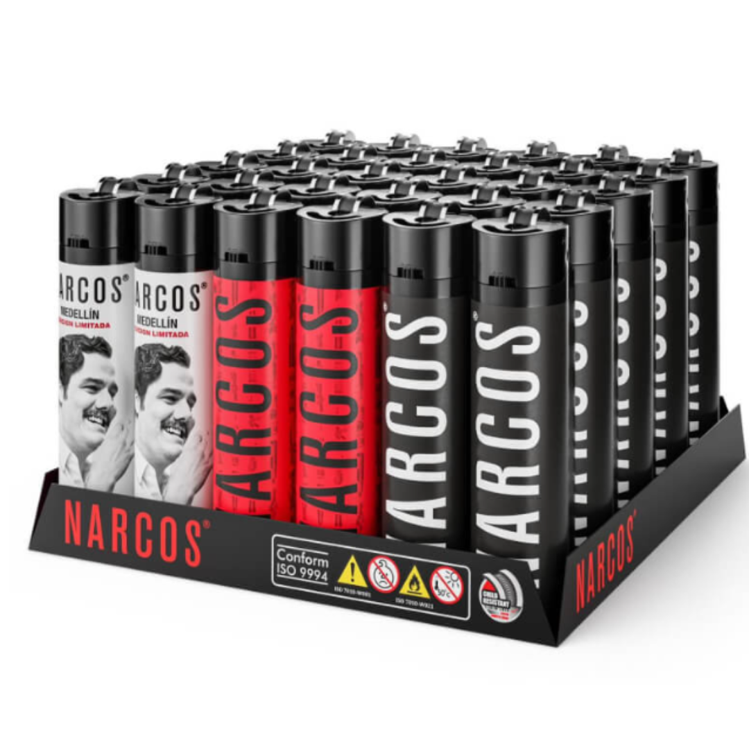 Narcos bílý, černý, červený zapalovač