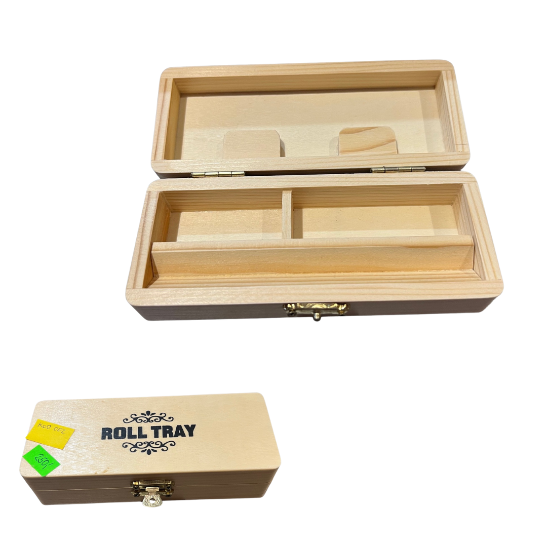 Dřevěný box roll tray – úložný box s rolovací deskou z přírodního dřeva