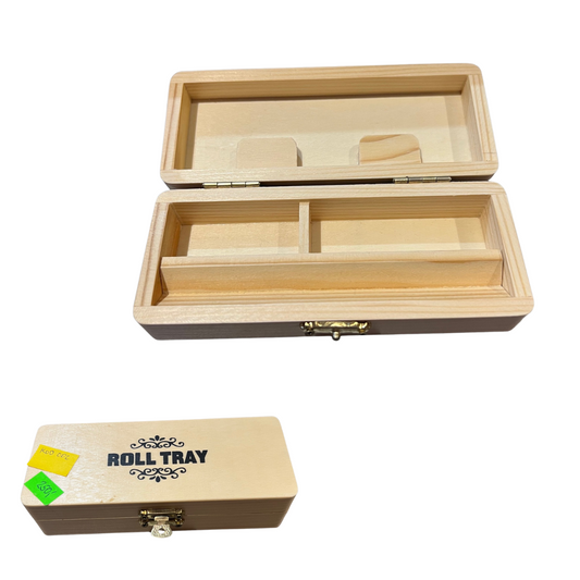 Dřevěný box roll tray – úložný box s rolovací deskou z přírodního dřeva