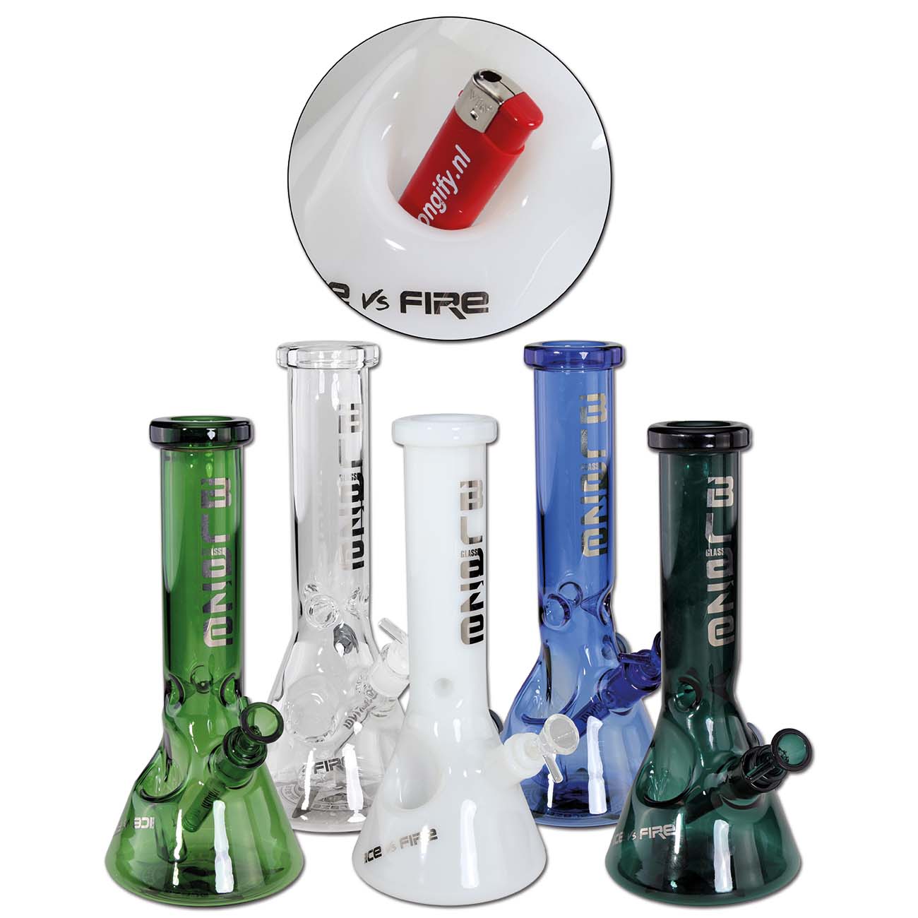 Bong BLAZE Ice vs. Fire tmavě zelené  30cm