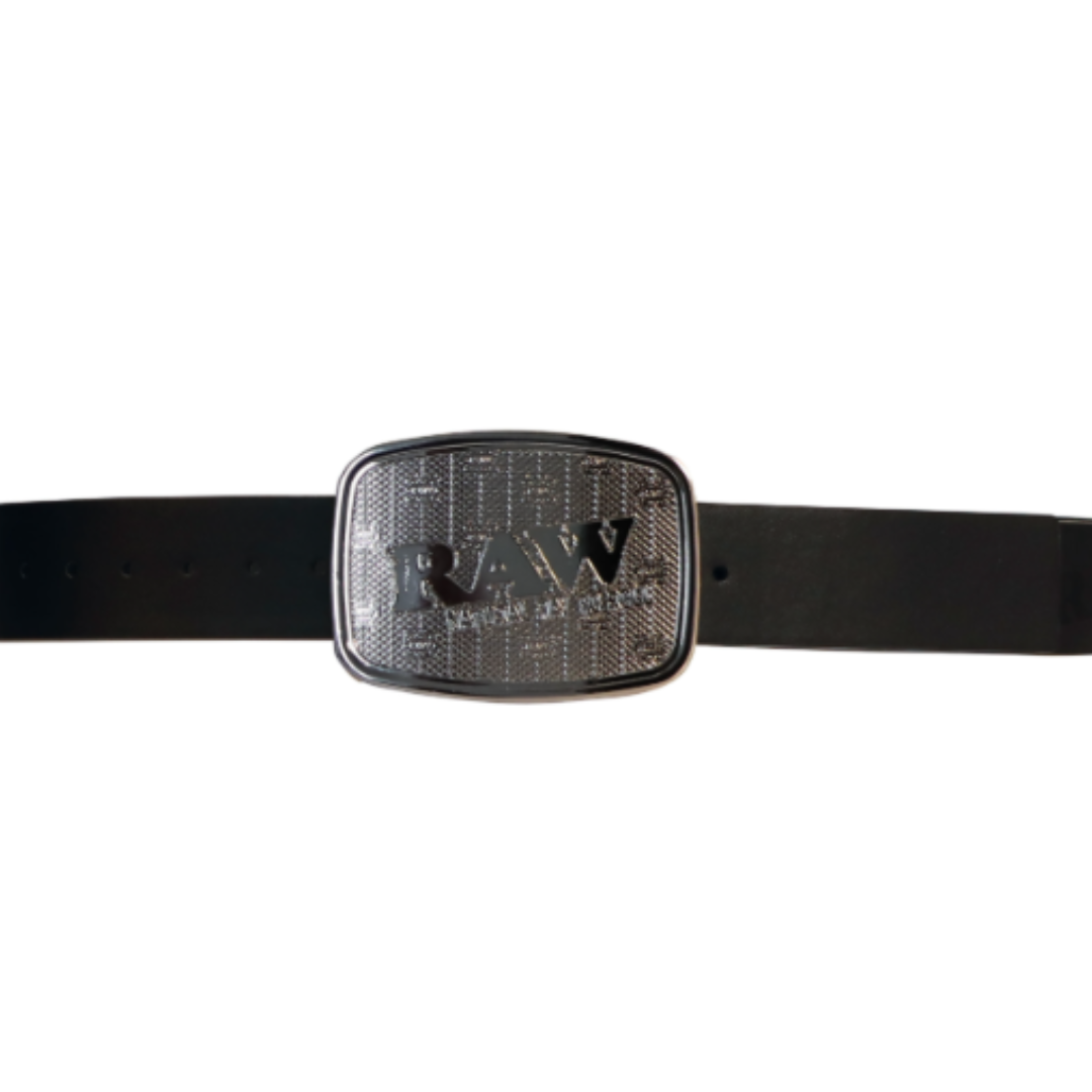 Raw pásek černý se stříbrnou sponou 100cm