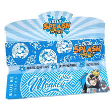 Papírky Monkey King Blue Splash KS + filtry – King Size papírky s tipsy