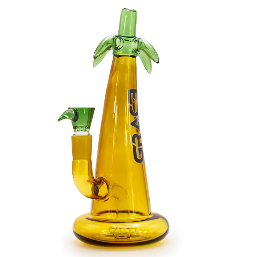 Grace Glass  Yellow Palm Tree - 27cm