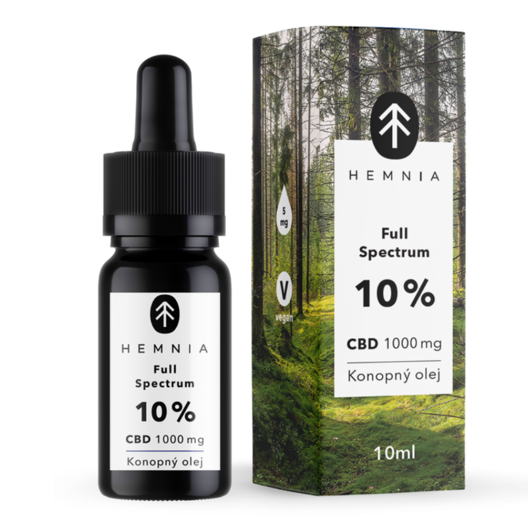 Hemnia Full Spectrum CBD Konopný olej 10%, 1000 mg, 10 ml