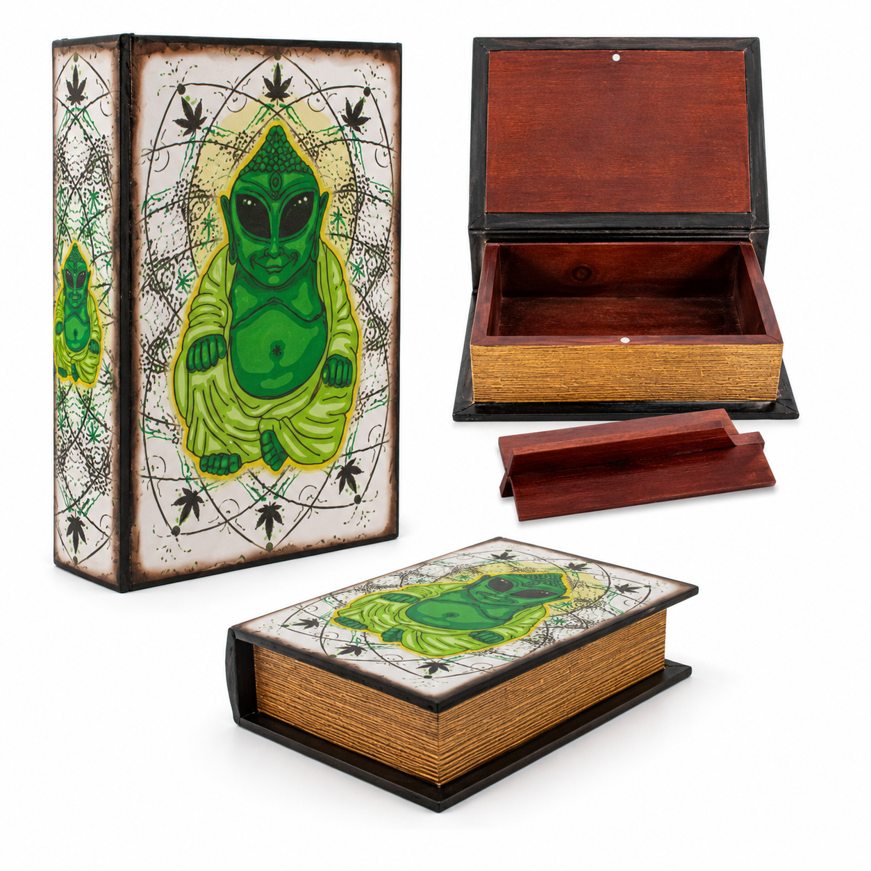 Dekorativní úložná krabička Stash Book Alien Buddha