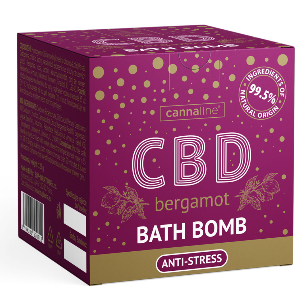 Cannaline CBD Anti-Stress - pěnová bomba do koupele s Bergamotem