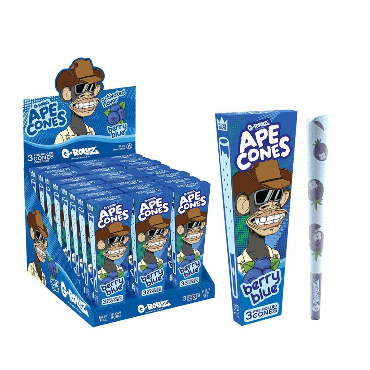 Predbalené kornúty G-Rollz Ape Cones Bored Grape