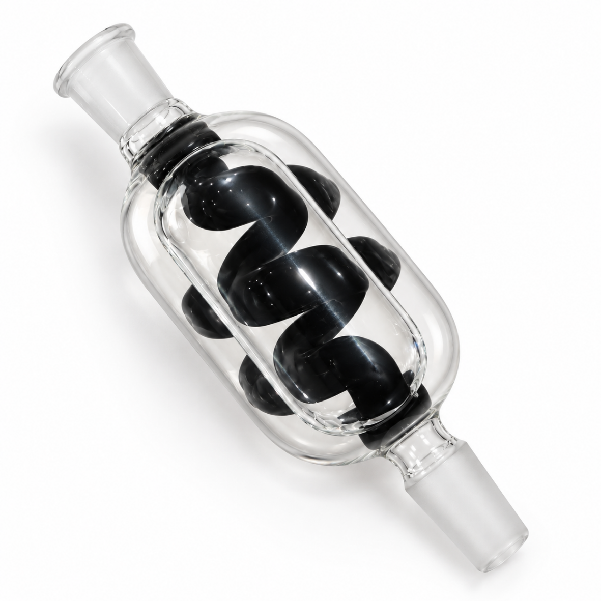Skleněný spirálový chladič SG14 – černý, cca 14 cm