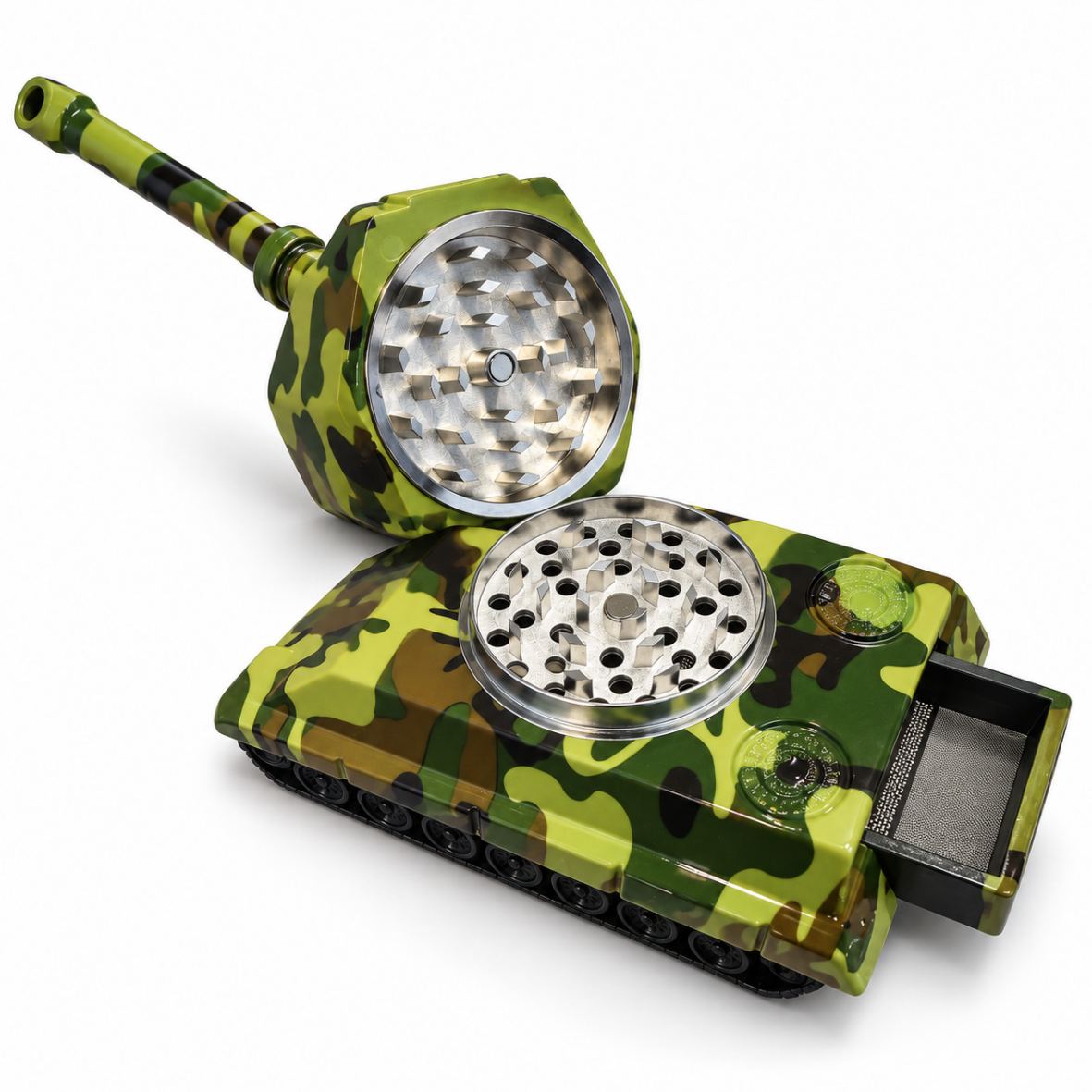 Drtička a dýmka Tank 2v1 – zelený maskáč