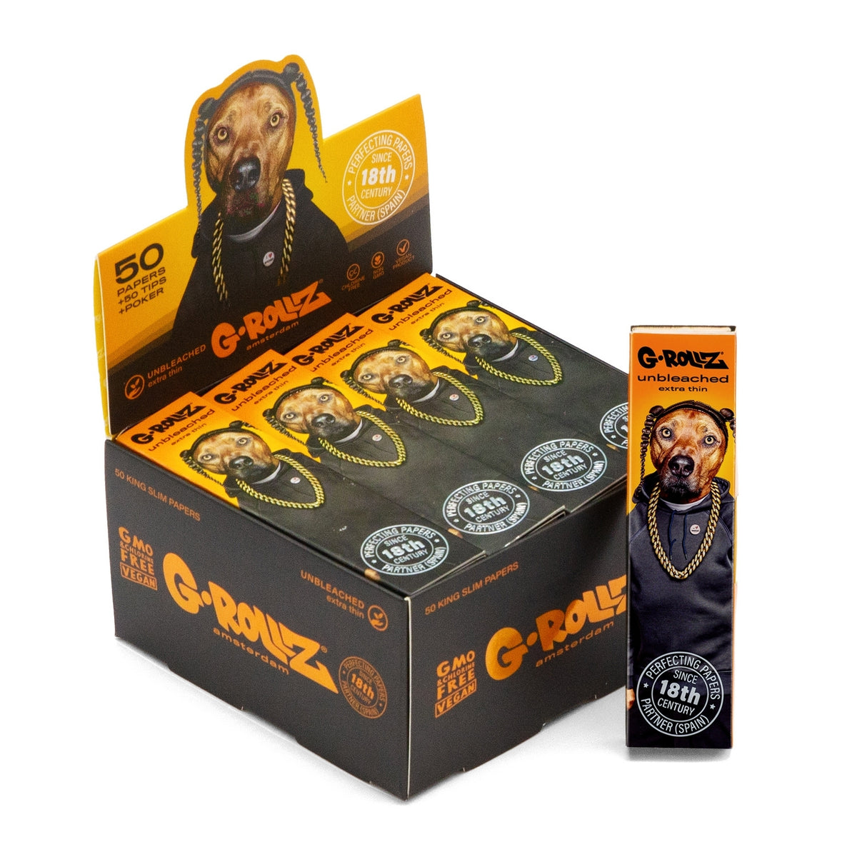 Ukázka dodavatelského displeje G-Rollz Rap – tento produkt se prodává po jednom balení