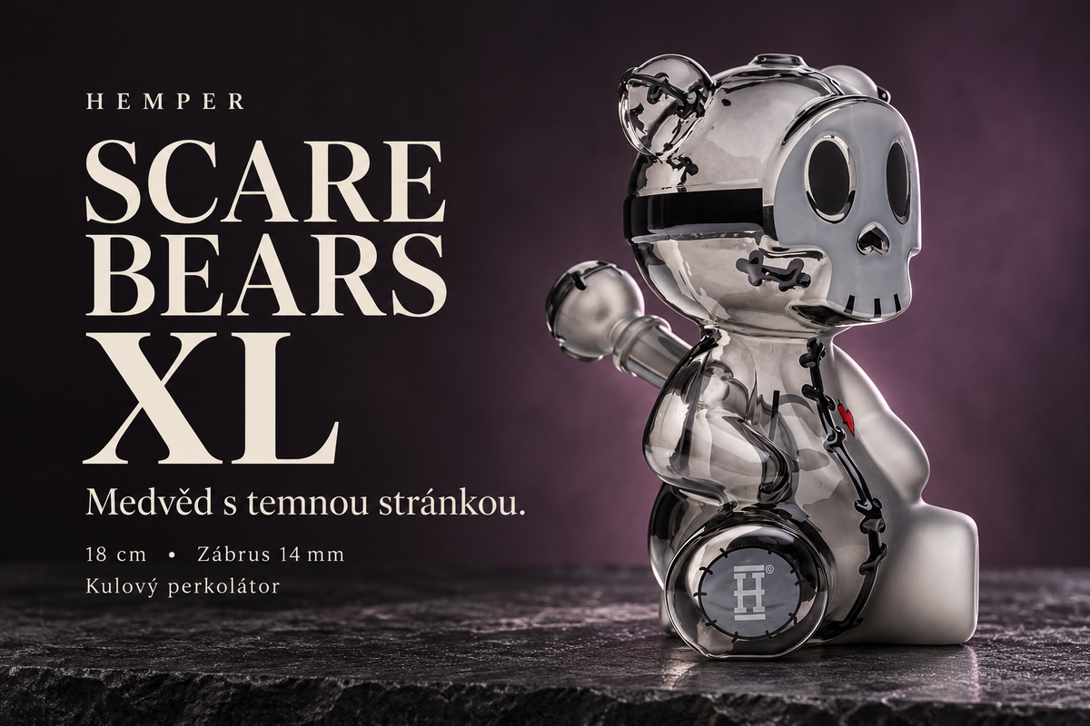 HEMPER Scare Bears XL – Medvěd s temnou stránkou, 18 cm, zábrus 14 mm, kulový perkolátor