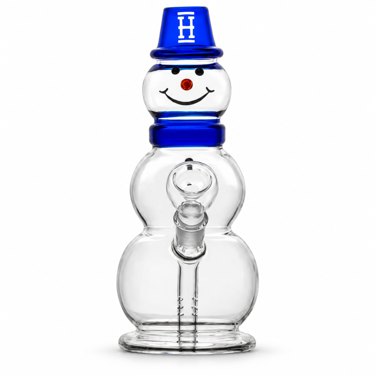 HEMPER Snowman – skleněný bong ve tvaru sněhuláka s modrým kloboukem
