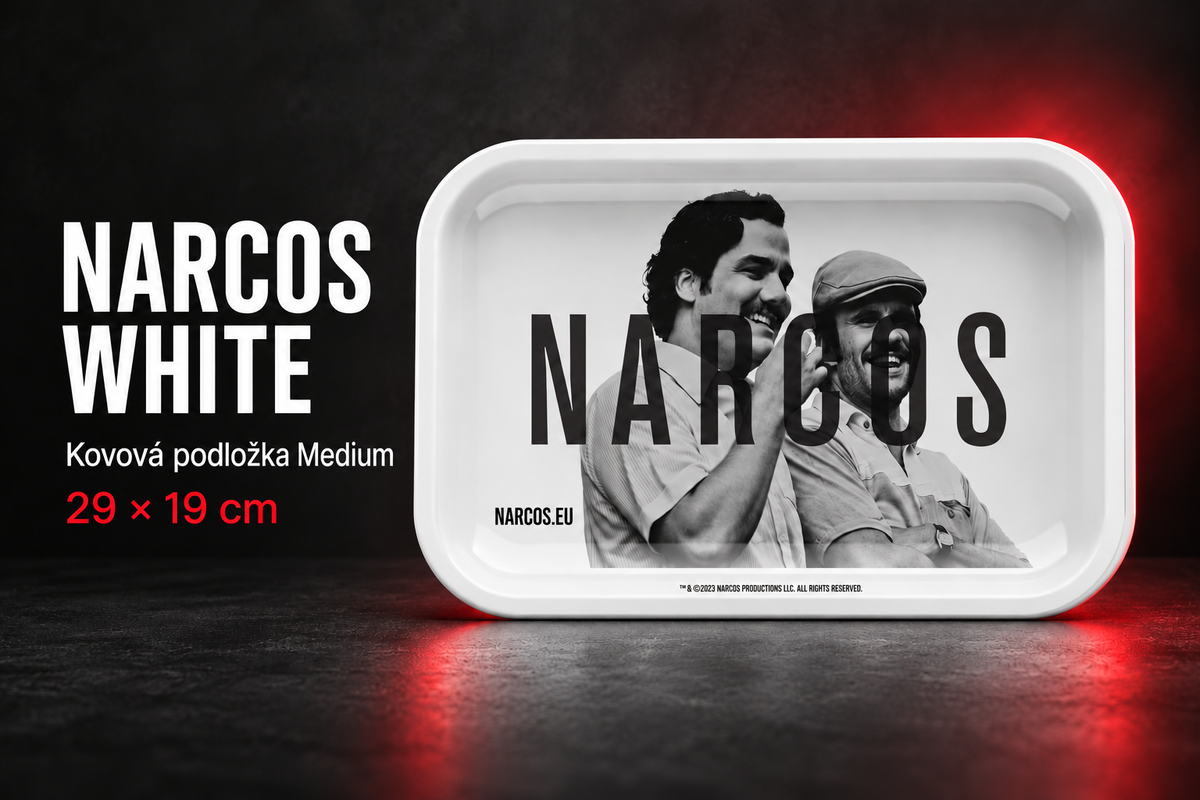 Narcos White Medium – kovová podložka 29 × 19 cm
