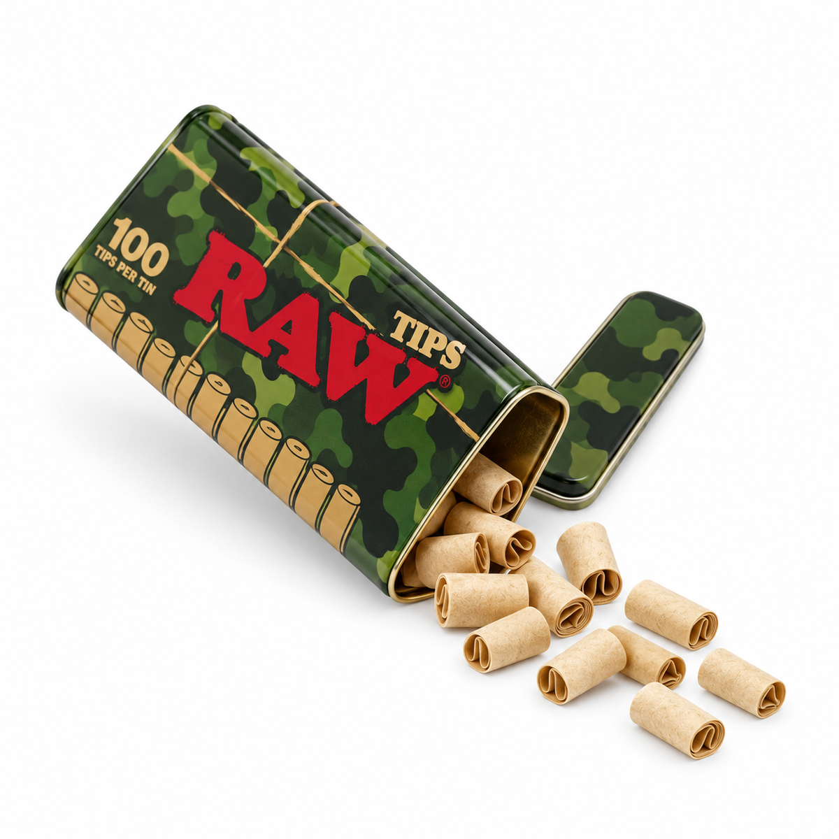 RAW Camo – otevřená plechovka s papírovými filtry