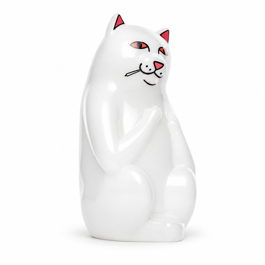 RIPNDIP × HEMPER High Nermal – bílý skleněný bong ve tvaru kočky