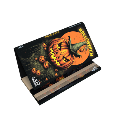 Snail Halloween – detail jednoho balení s motivem dýně v klobouku
