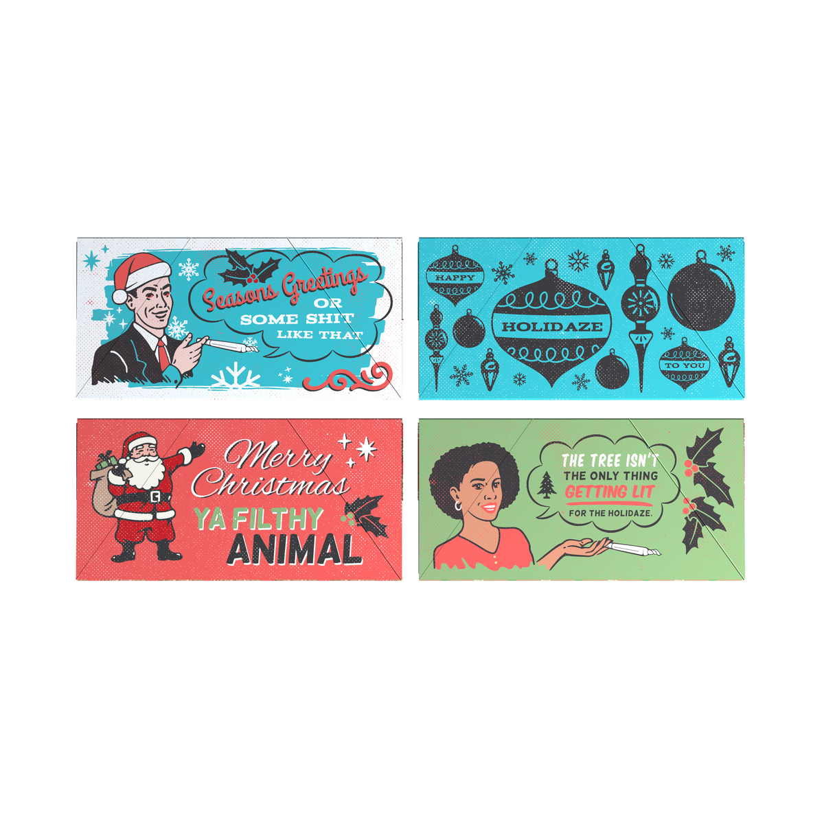 Snail Holidaze Retro – čtyři vánoční motivy papírků King Size Slim s filtry
