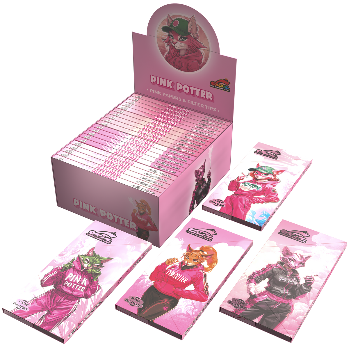 Snail Pink Potter – ukázka displeje pro 20 sešitků; produkt se prodává po jednom sešitku