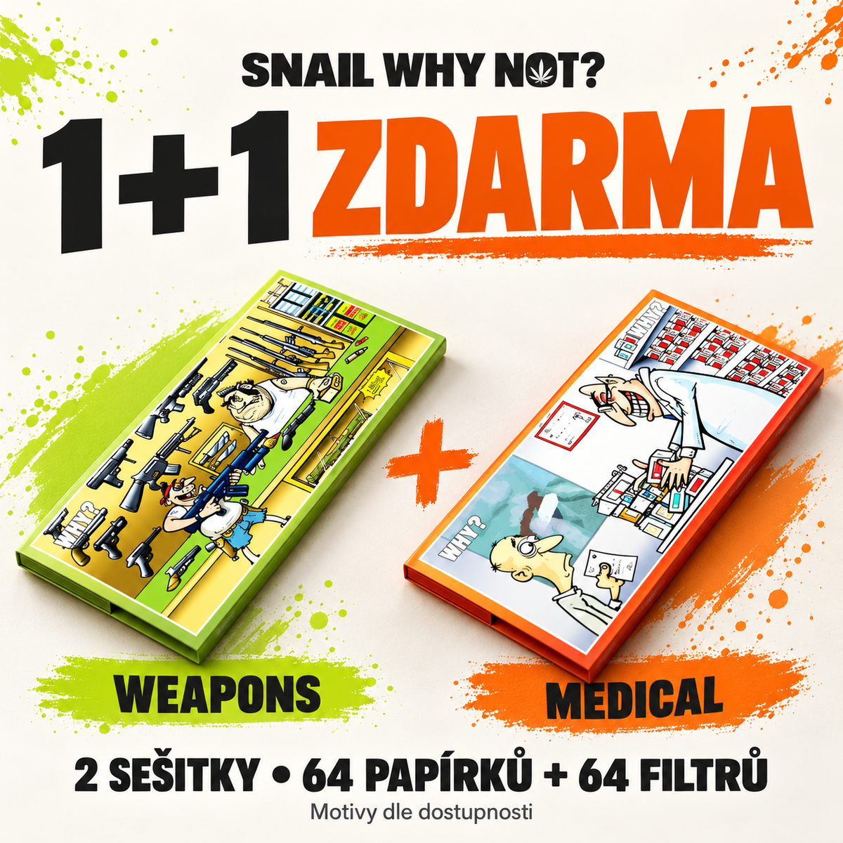 1+1 ZDARMA – Snail Why Not Weapons + Medical, sada dvou sešitků s 64 papírky a 64 filtry